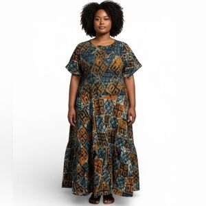 African Print Patterned Dress- Handmade - Sz 2x - 3x